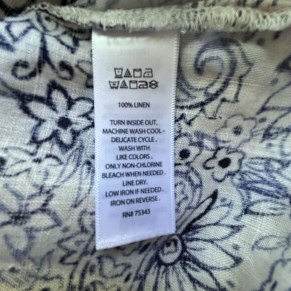 Sigrid Olsen Pure Linen Tunic Top S Blue White Paisley Beachy‎ Coastal - Picture 6 of 7